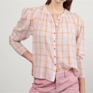 Ulla Johnson Nour Blouse Button Down Top Plaid Size 2
